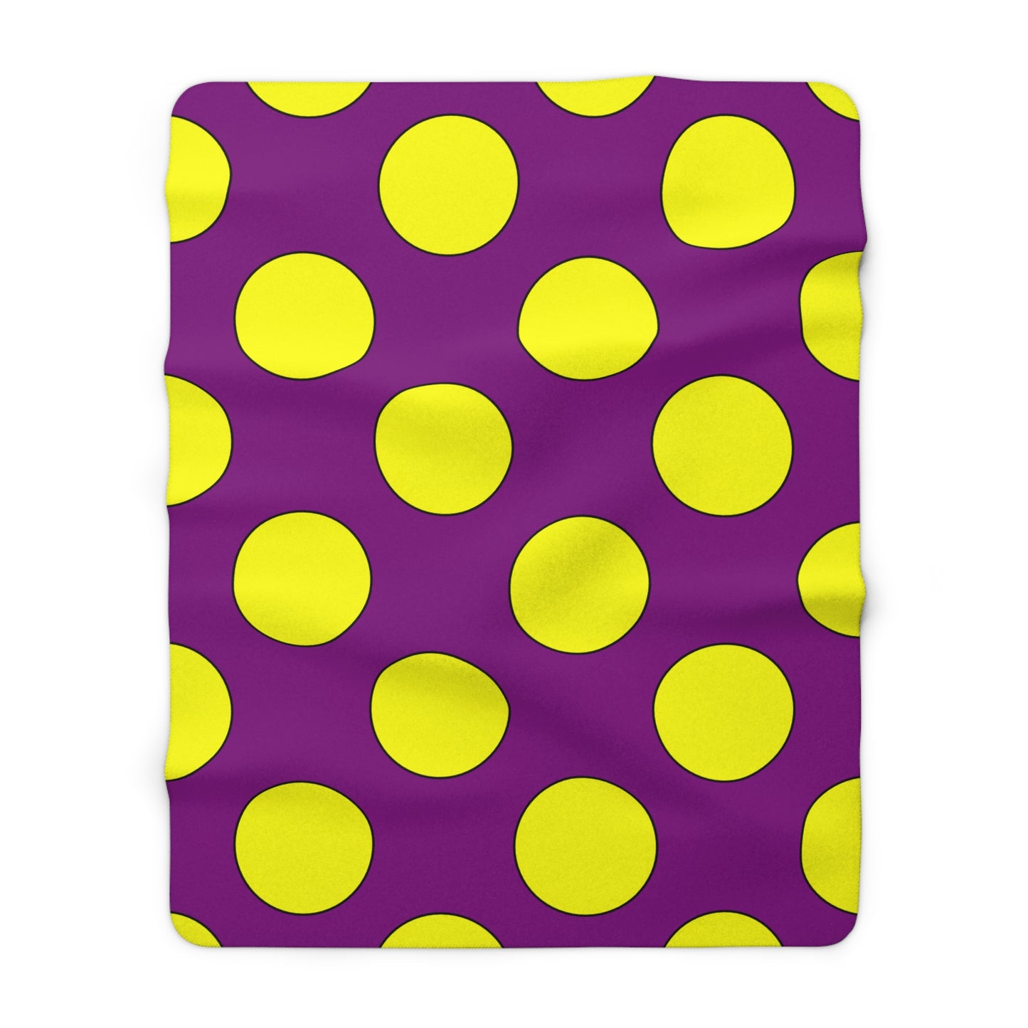 Purple, Yellow Retro Polka Dots Blanket Throw