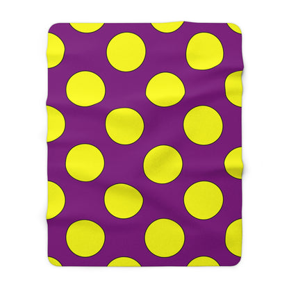 Purple, Yellow Retro Polka Dots Blanket Throw
