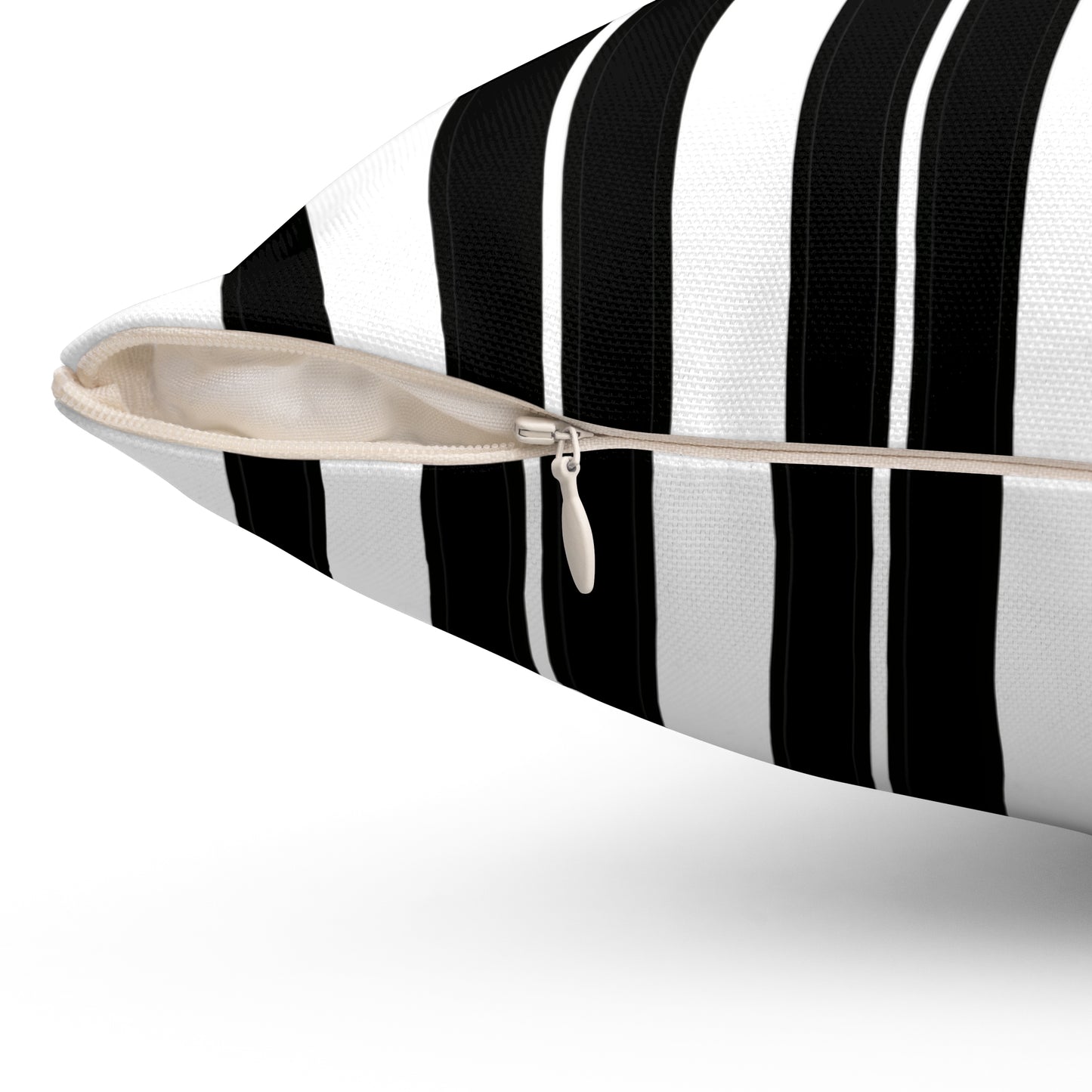 White, Black Retro Stripes Cushion Pillow