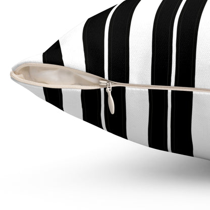 White, Black Retro Stripes Cushion Pillow