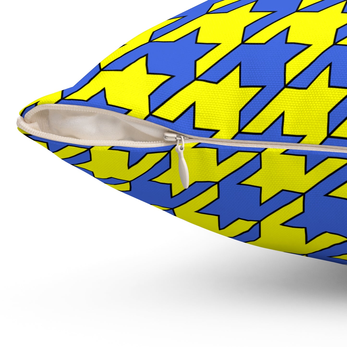 Royal Blue, Yellow Retro Houndstooth Cushion Pillow