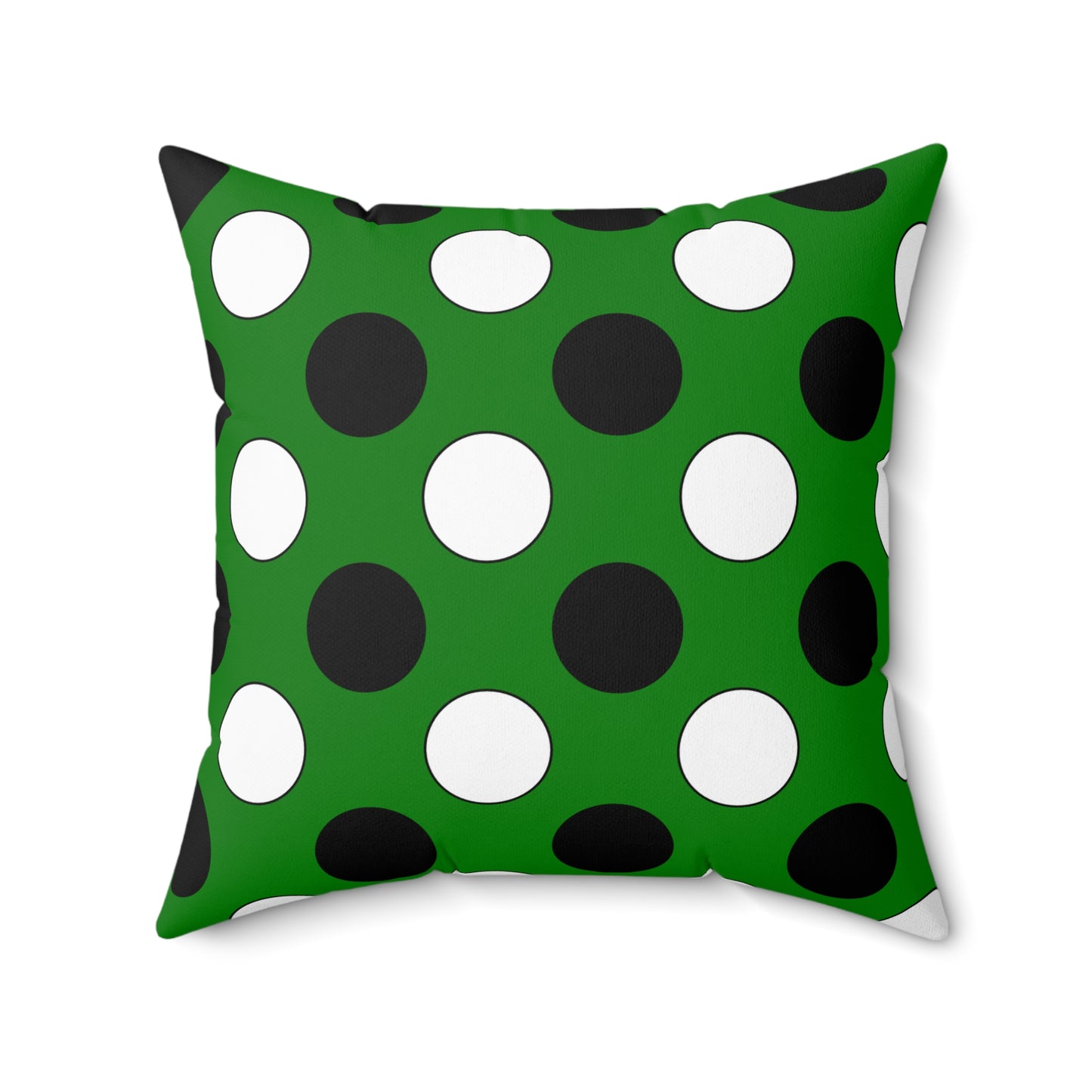 Green, Black, White Retro Polka Dots Cushion Pillow