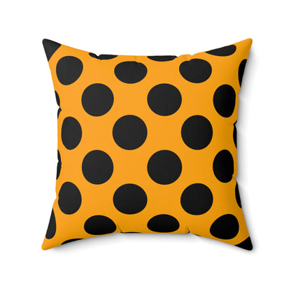 Orange, Black Retro Polka Dots Cushion Pillow