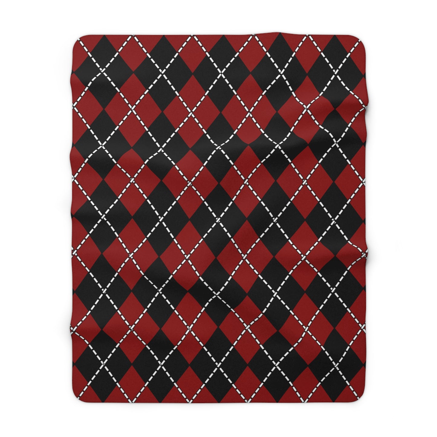 Dark Red, Black Retro Argyle Blanket Throw