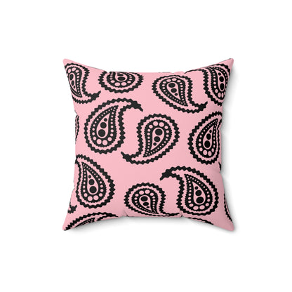 Pink, Black Retro Paisley Cushion Pillow
