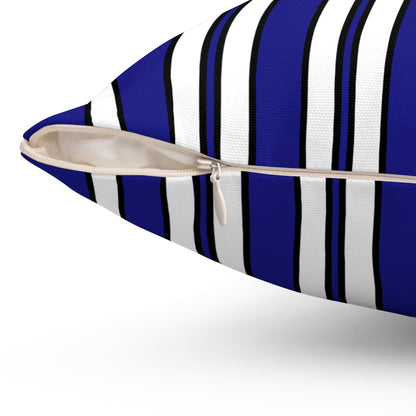 Navy Blue, White Retro Stripes Cushion Pillow