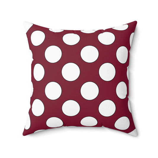 Claret, White Retro Polka Dots Cushion Pillow