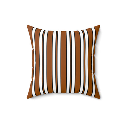 Brown, White Retro Stripes Cushion Pillow