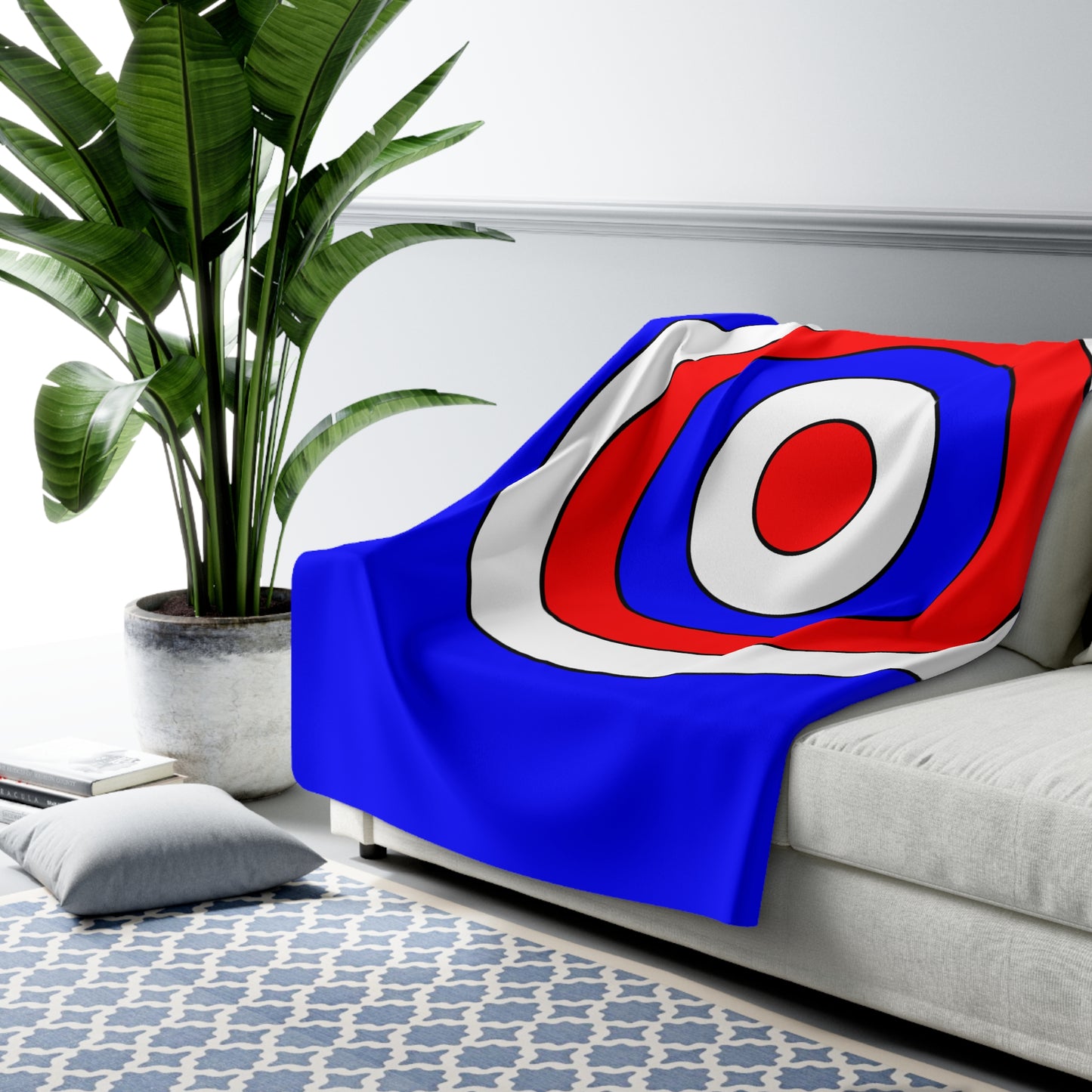 Blue, White, Red Retro Target Blanket Throw