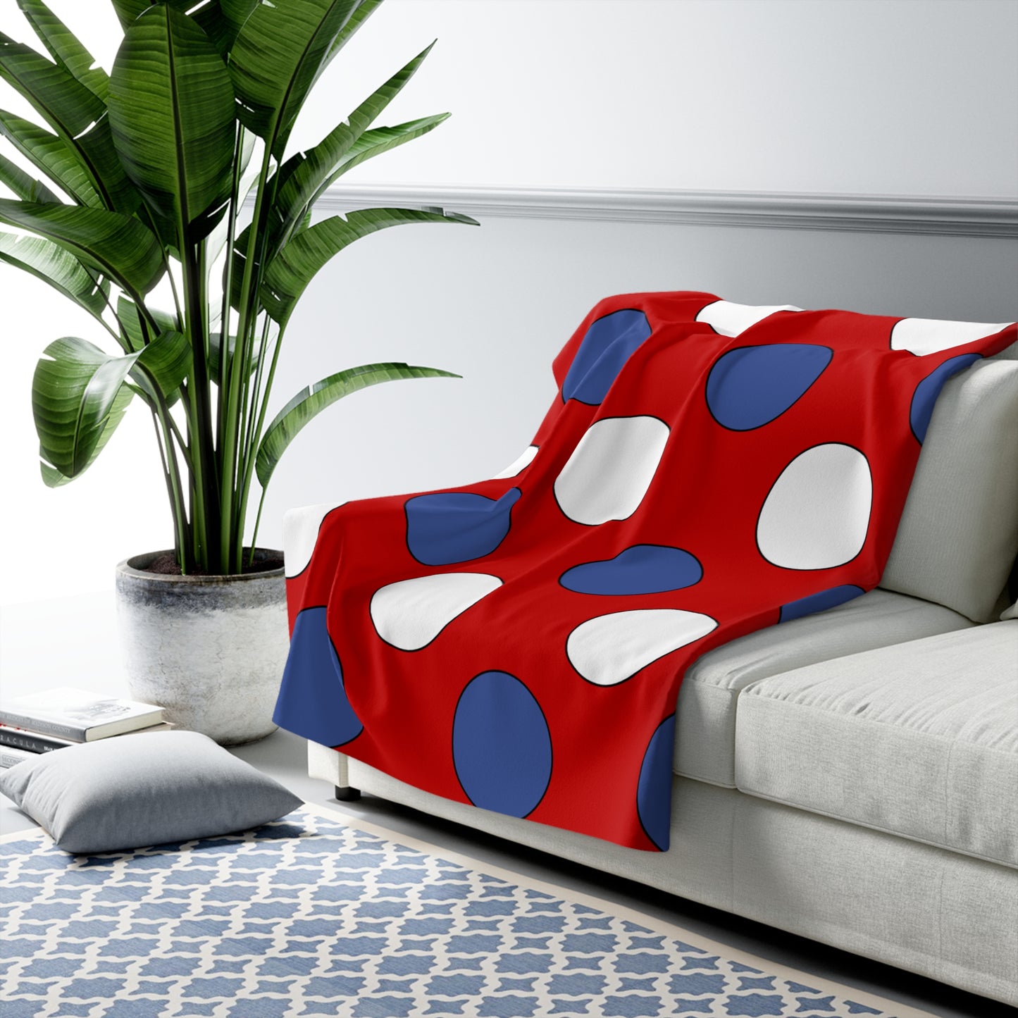 Democratic Peoples Republic Of Korea Retro Polka Dots Blanket Throw