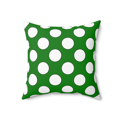 Green, White Retro Polka Dots Cushion Pillow