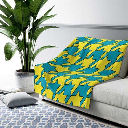 Kazakhstan Retro Houndstooth Blanket Throw