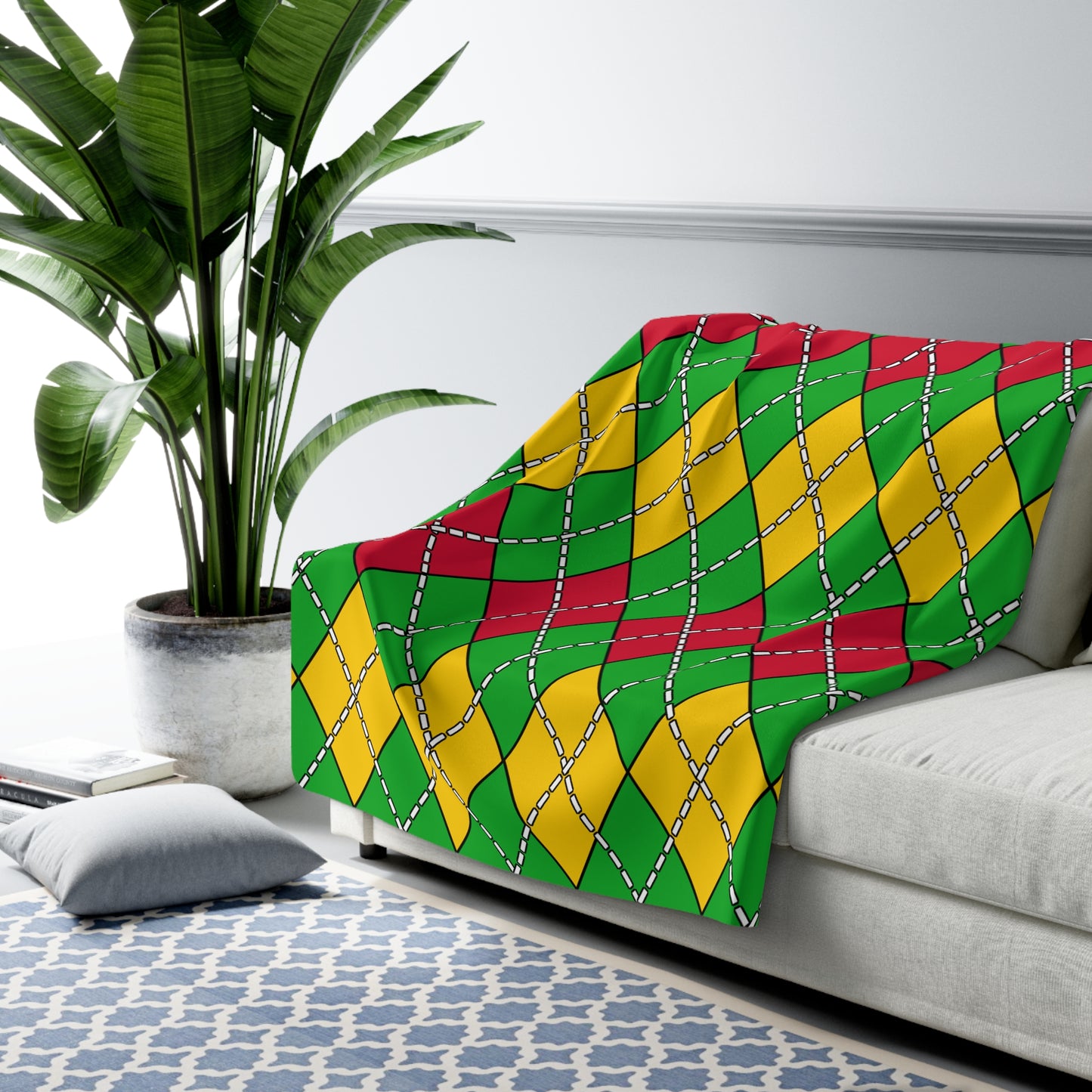Sao Tome And Principe Retro Argyle Blanket Throw