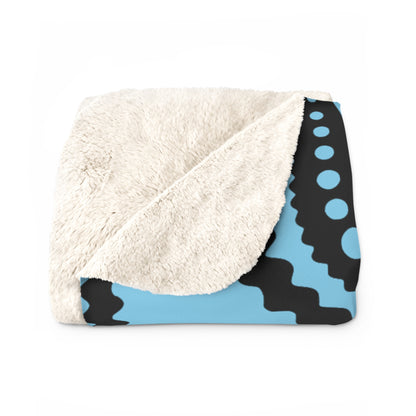 Sky Blue, Black Retro Paisley Blanket Throw