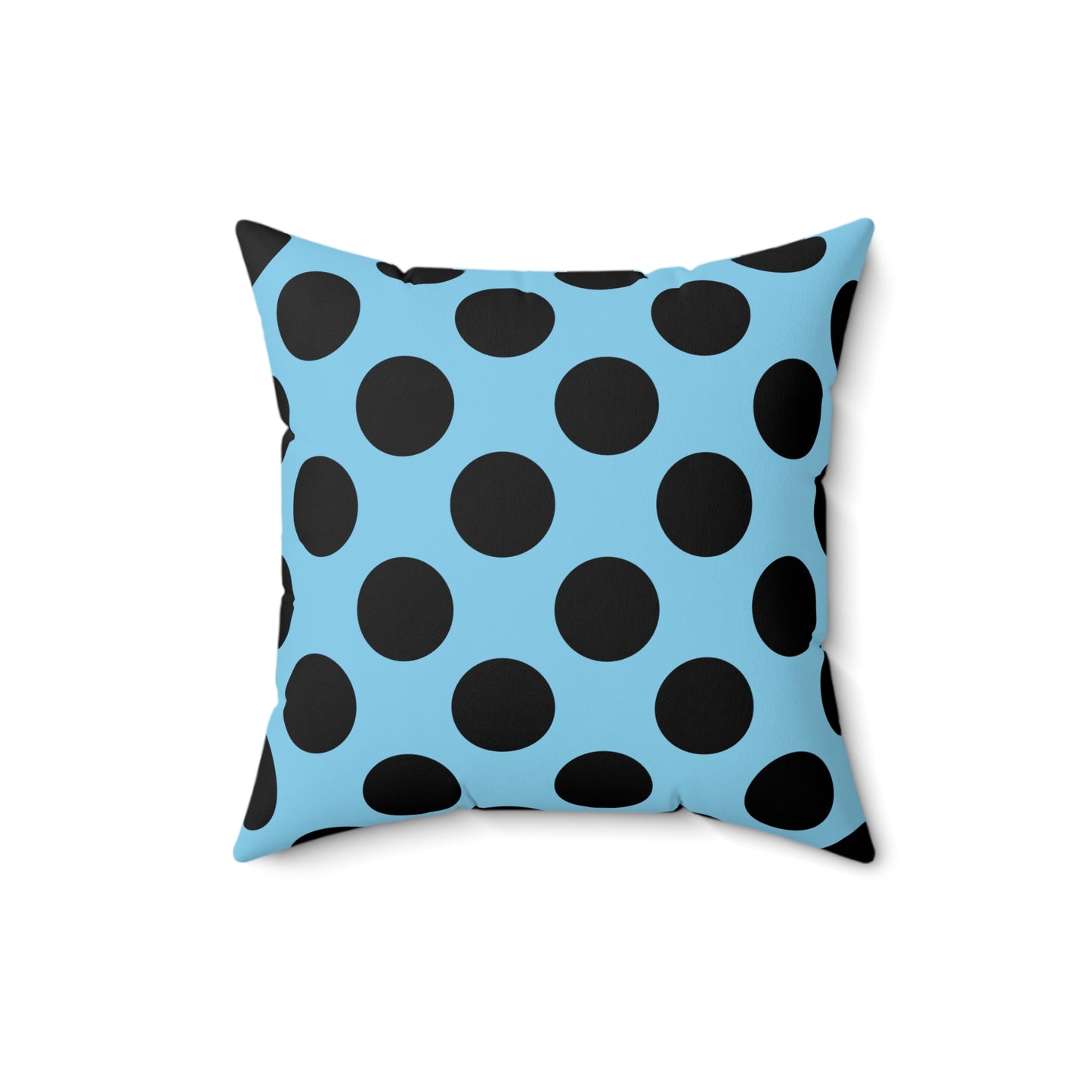 Sky Blue, Black Retro Polka Dots Cushion Pillow