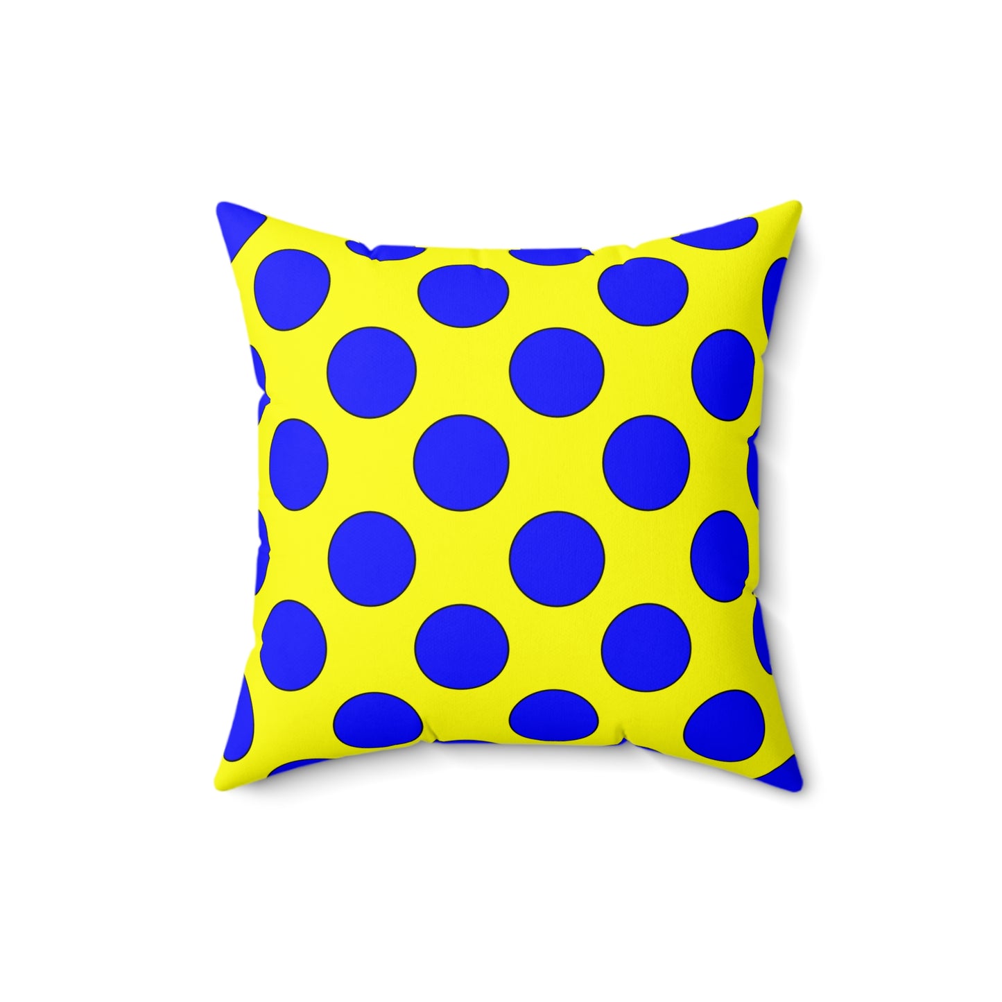 Yellow, Blue Retro Polka Dots Cushion Pillow