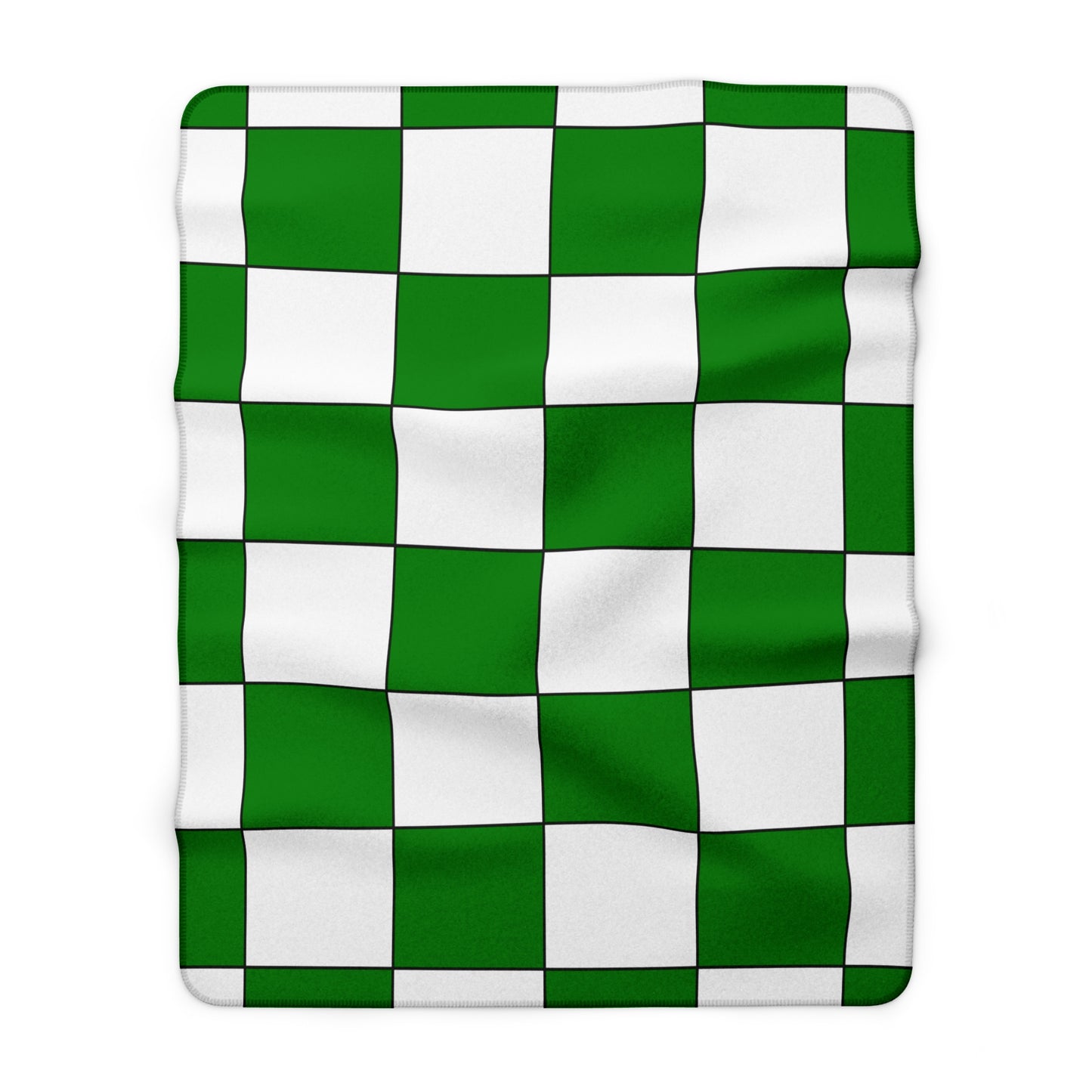 Green, White Retro Check Blanket Throw
