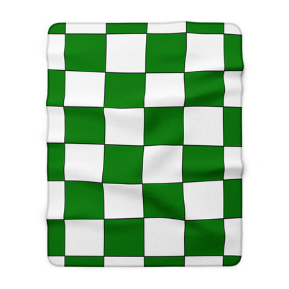 Green, White Retro Check Blanket Throw