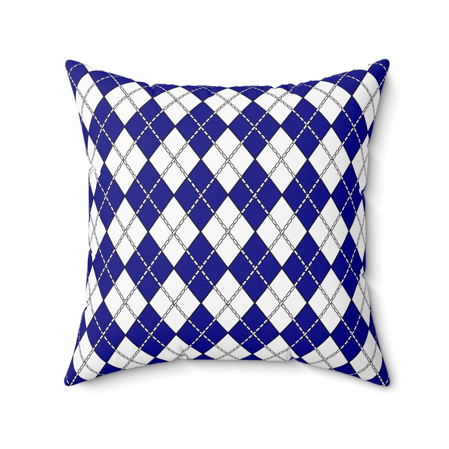 Dark Blue, White Retro Argyle Cushion Pillow