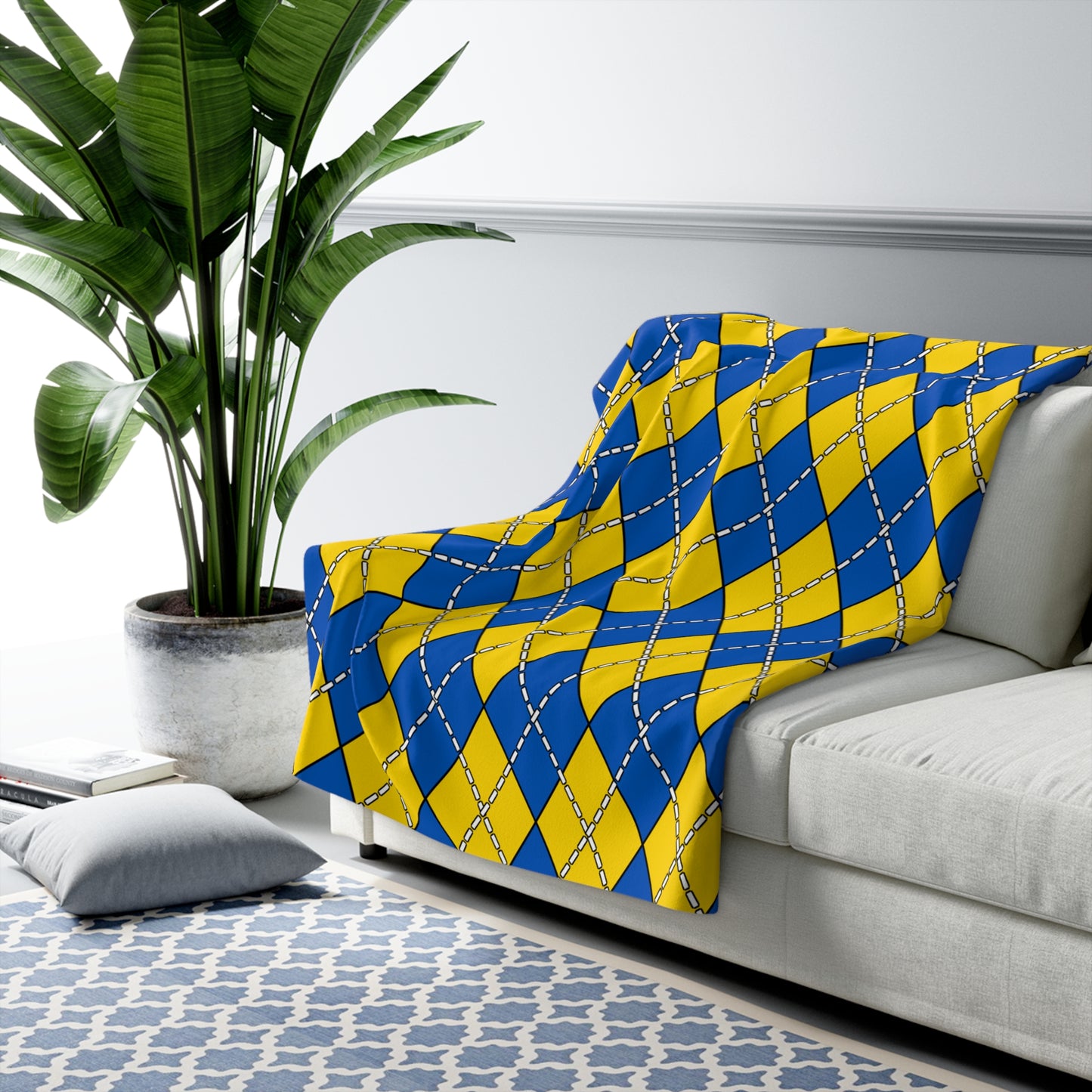 Ukraine Retro Argyle Blanket Throw