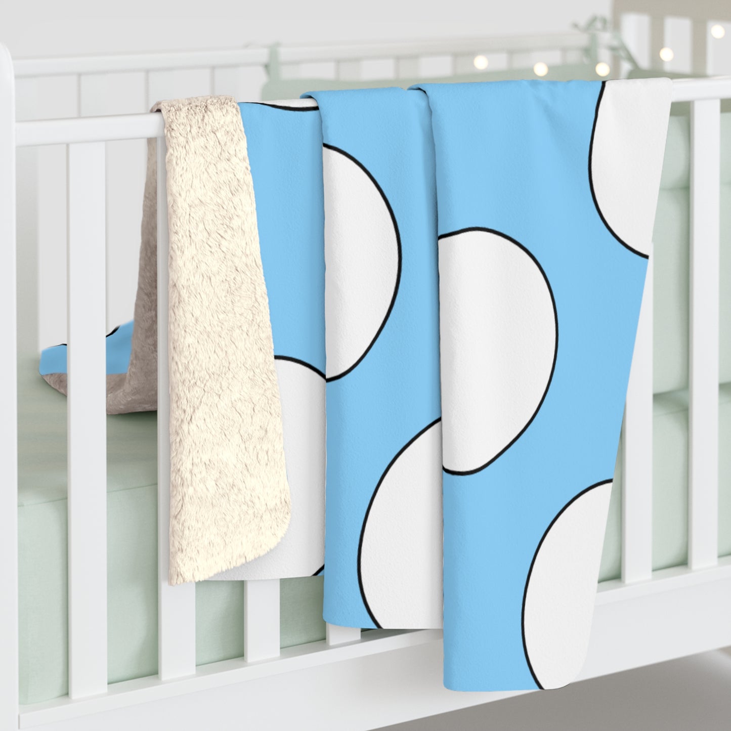 Light Blue, White Retro Polka Dots Blanket Throw