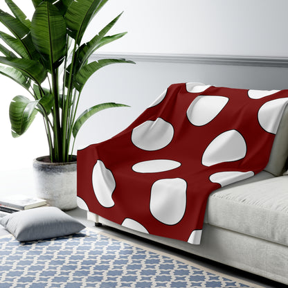 Maroon, White Retro Polka Dots Blanket Throw