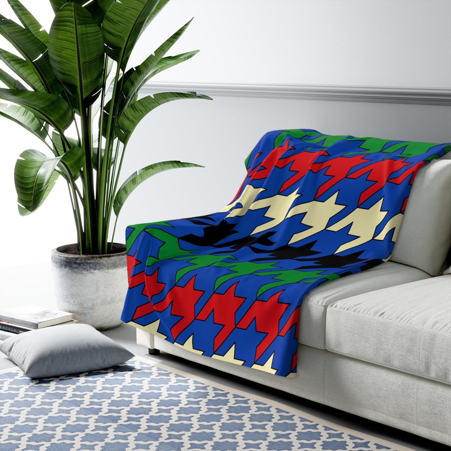 South Sudan Retro Houndstooth Blanket Throw