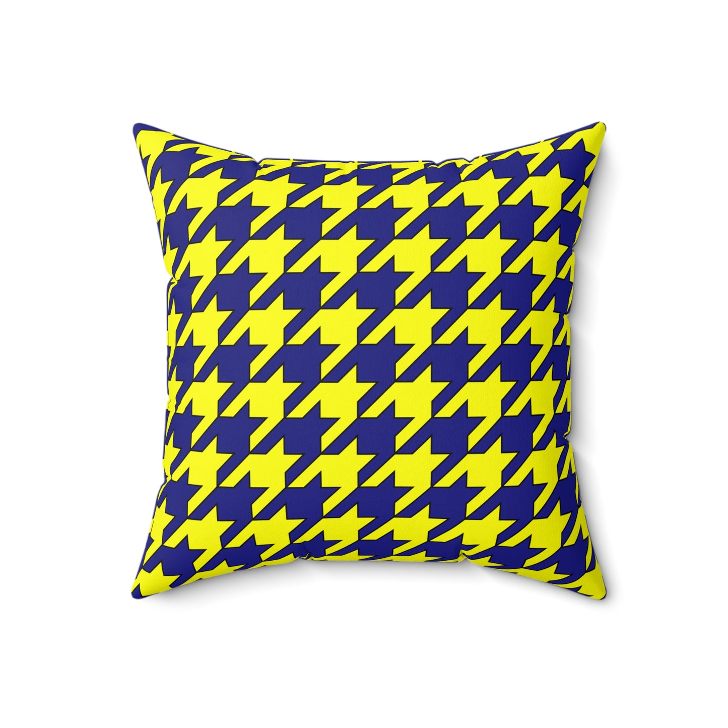 Navy Blue, Yellow Retro Houndstooth Cushion Pillow
