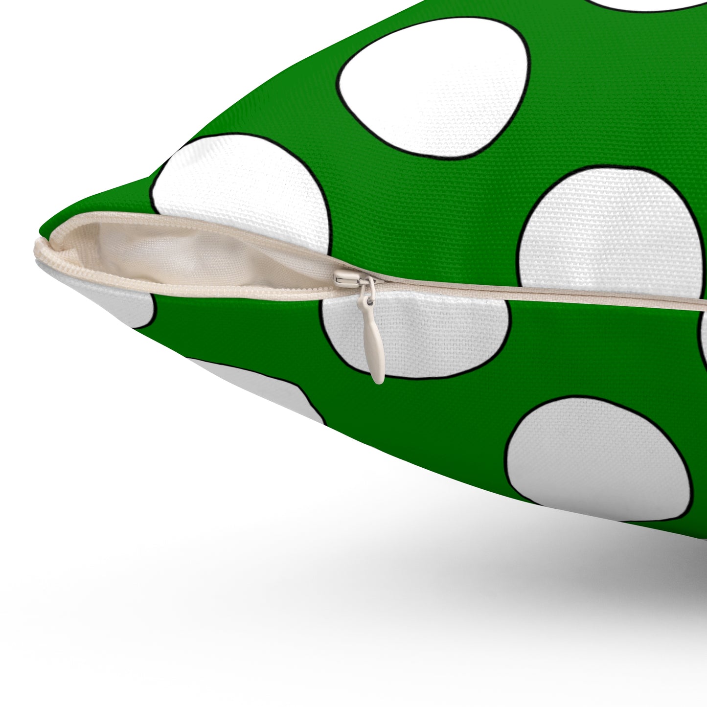 Green, White Retro Polka Dots Cushion Pillow