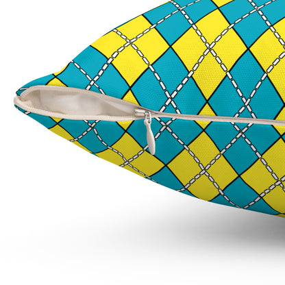 Kazakhstan Retro Argyle Cushion Pillow