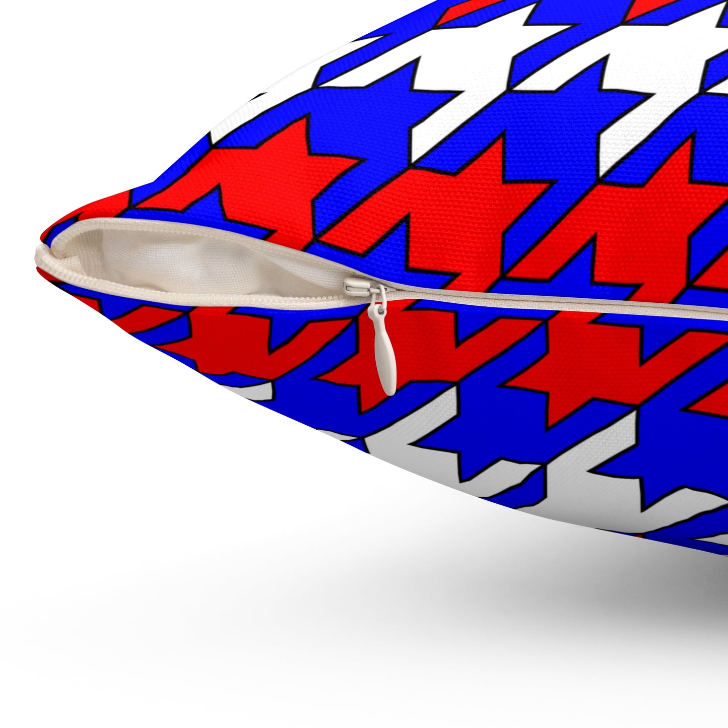 Blue, White, Red Retro Houndstooth Cushion Pillow