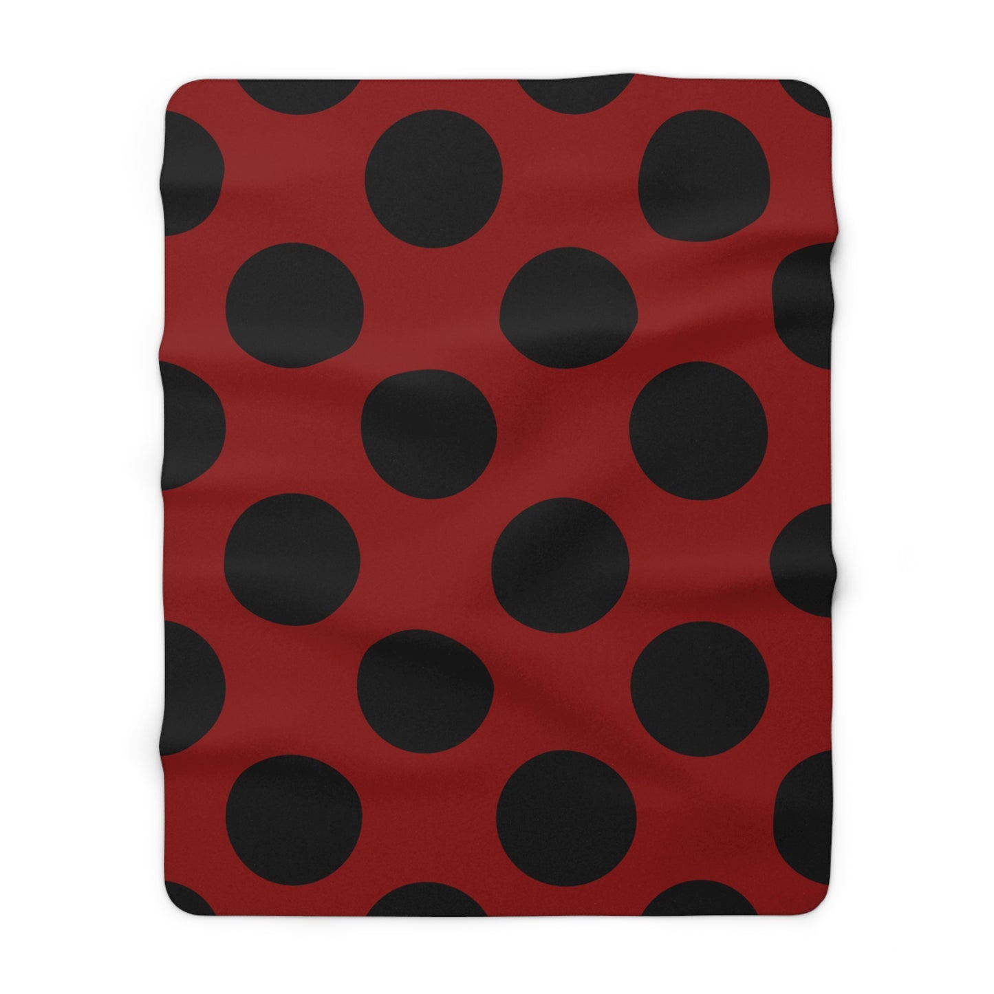 Dark Red, Black Retro Polka Dots Blanket Throw