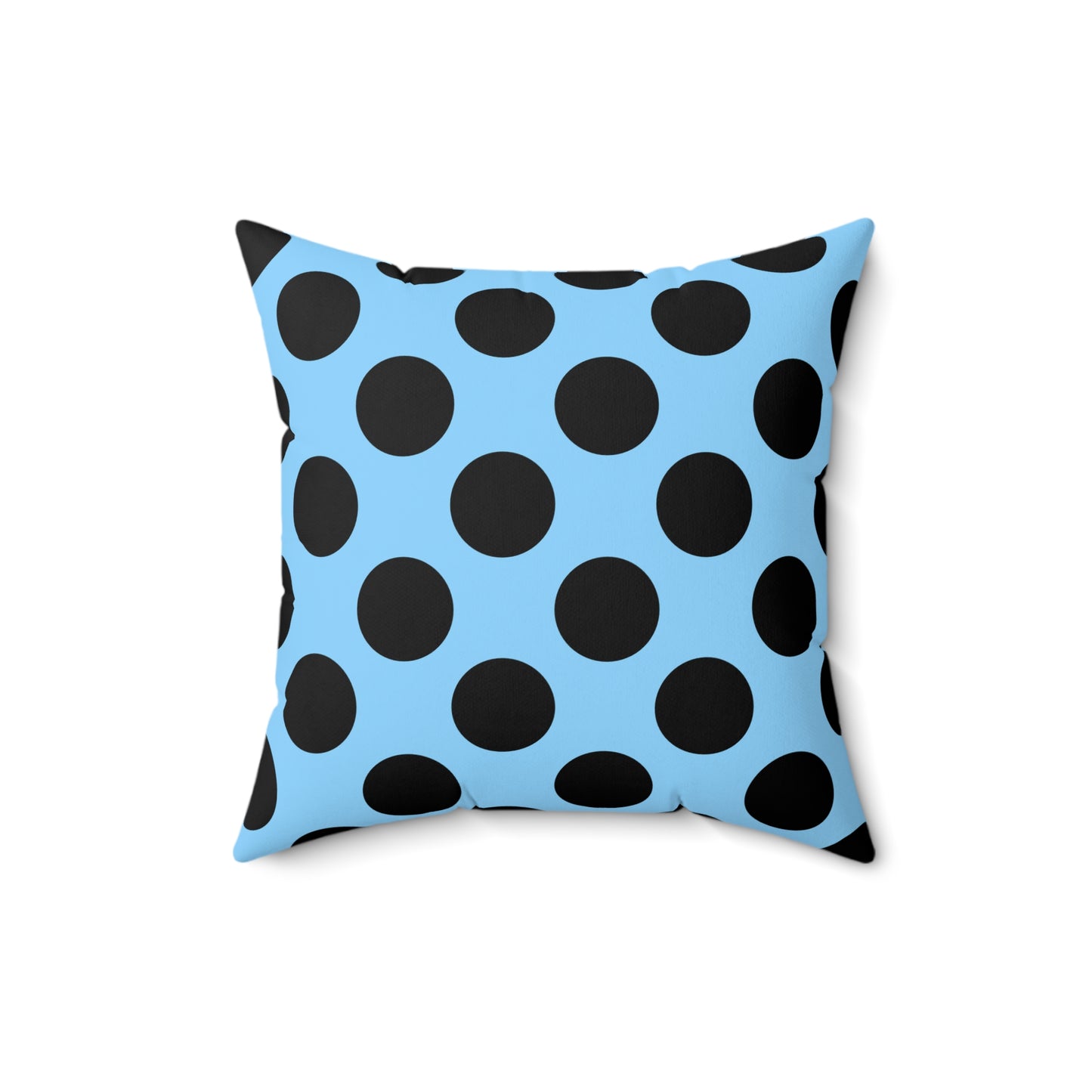 Light Blue, Black Retro Polka Dots Cushion Pillow