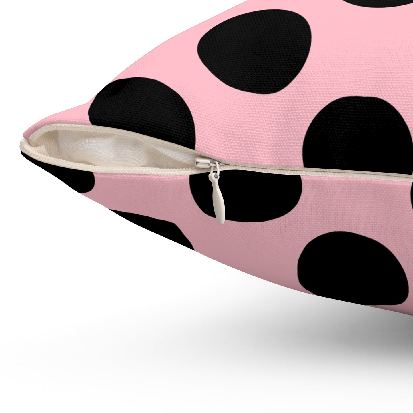 Pink, Black Retro Polka Dots Cushion Pillow