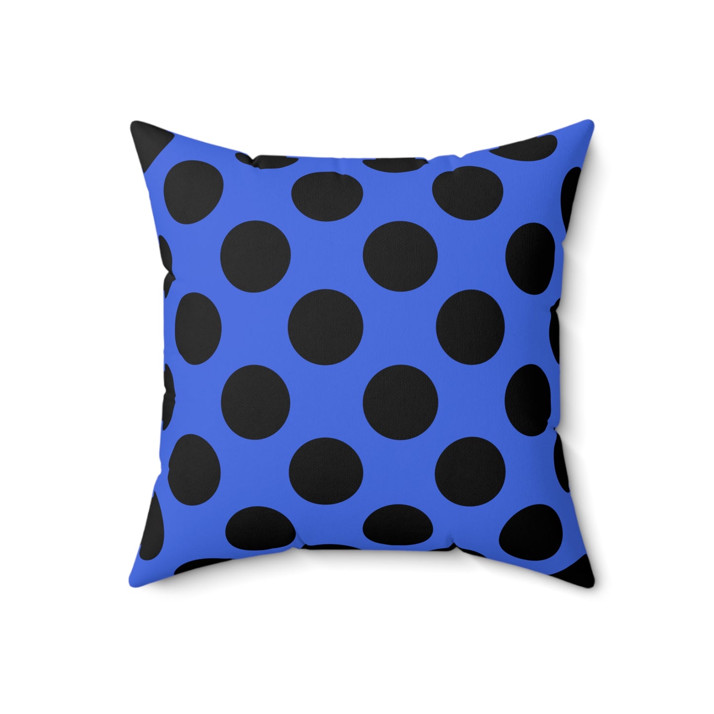 Royal Blue, Black Retro Polka Dots Cushion Pillow