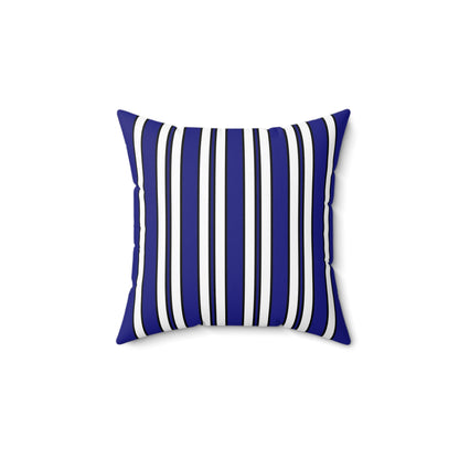 Navy Blue, White Retro Stripes Cushion Pillow