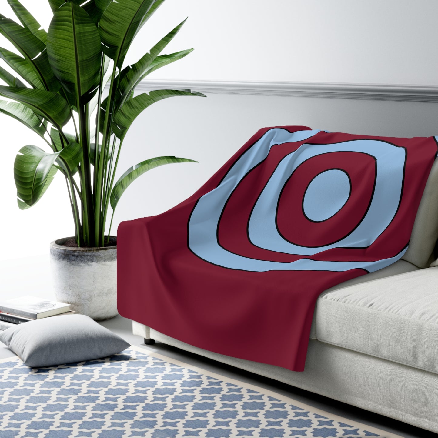Claret, Blue Retro Target Blanket Throw