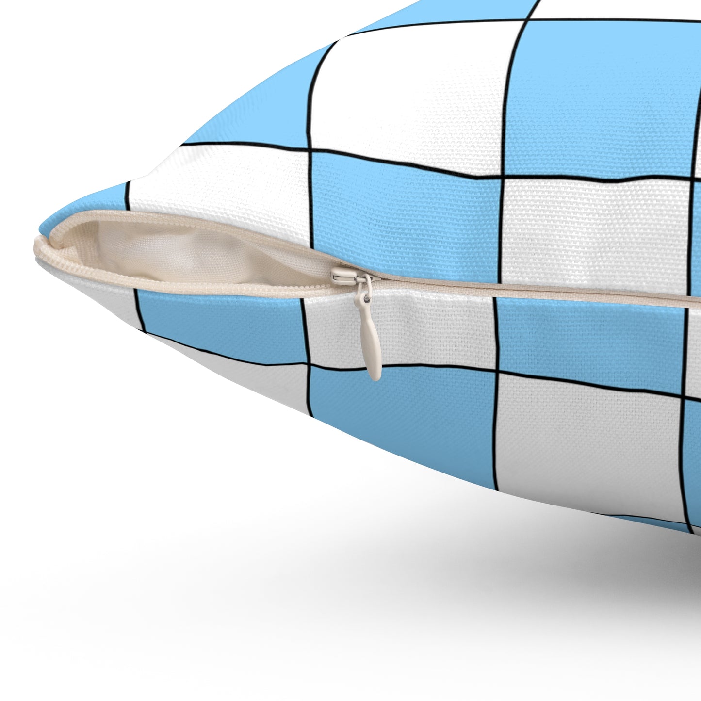 Light Blue, White Retro Check Cushion Pillow