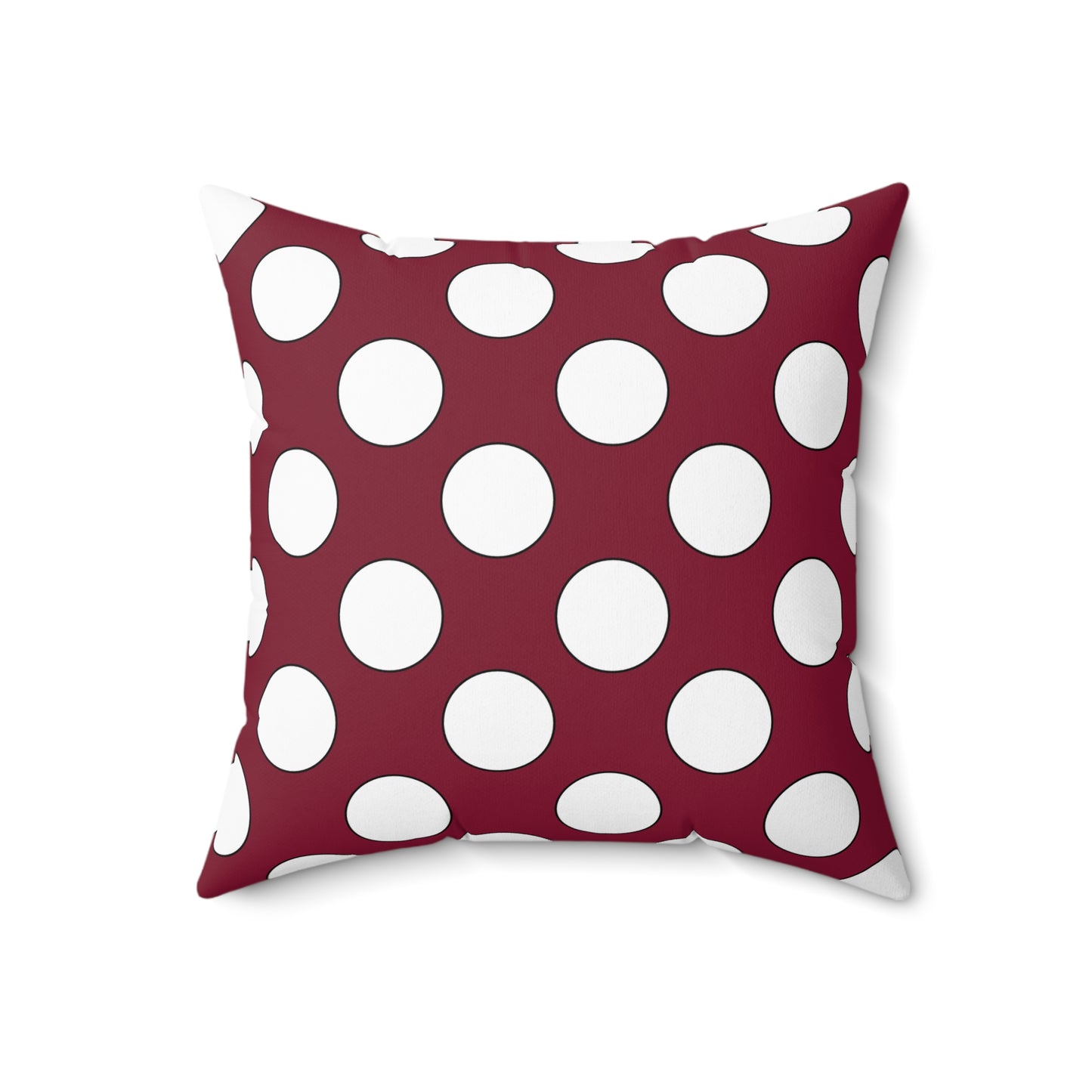 Claret, White Retro Polka Dots Cushion Pillow