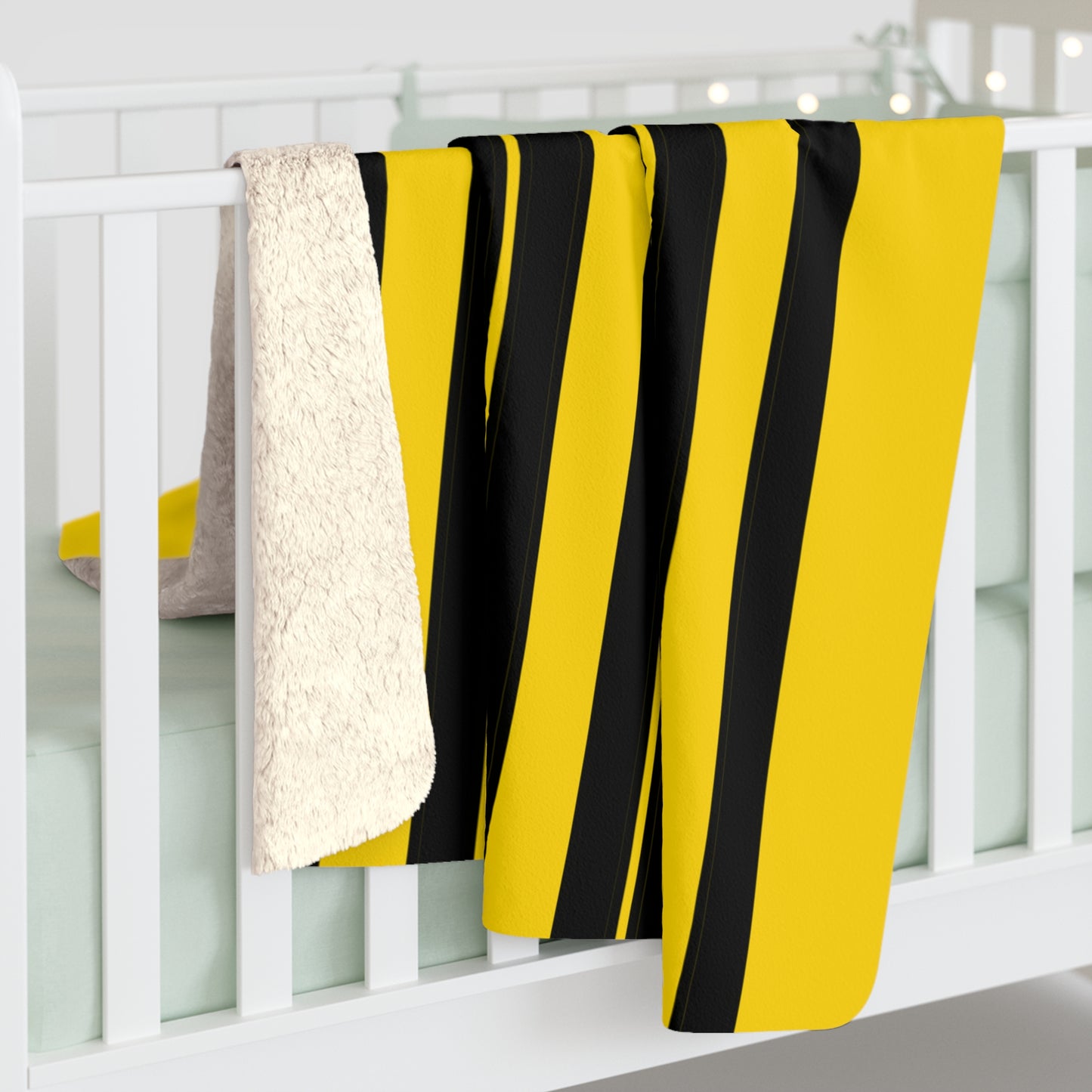 Gold, Black Retro Stripes Blanket Throw