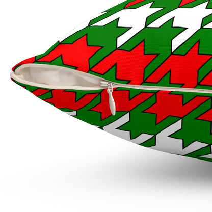 Green, White, Red Retro Houndstooth Cushion Pillow