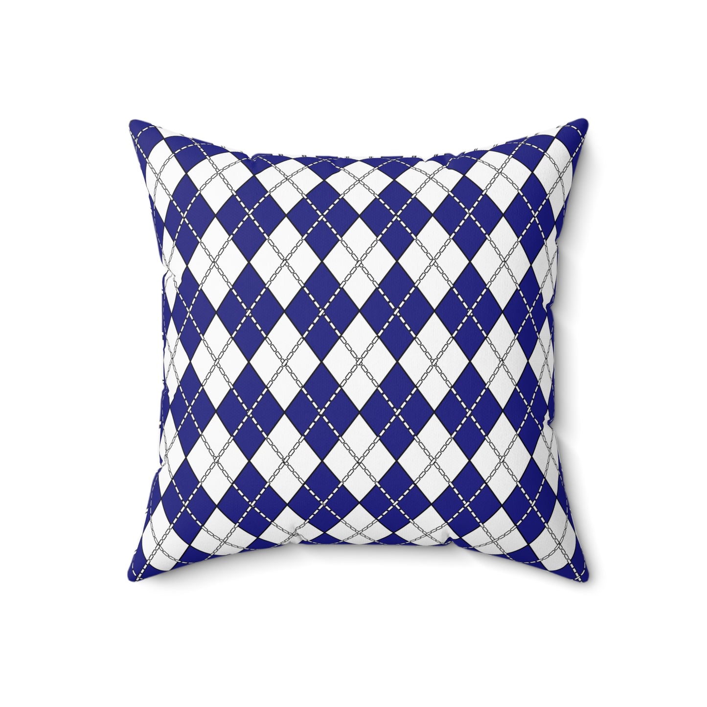 Navy Blue, White Retro Argyle Cushion Pillow