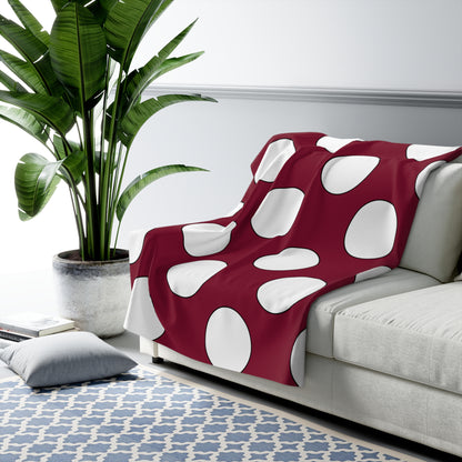 Claret, White Retro Polka Dots Blanket Throw