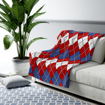 Democratic Peoples Republic Of Korea Retro Argyle Blanket Throw