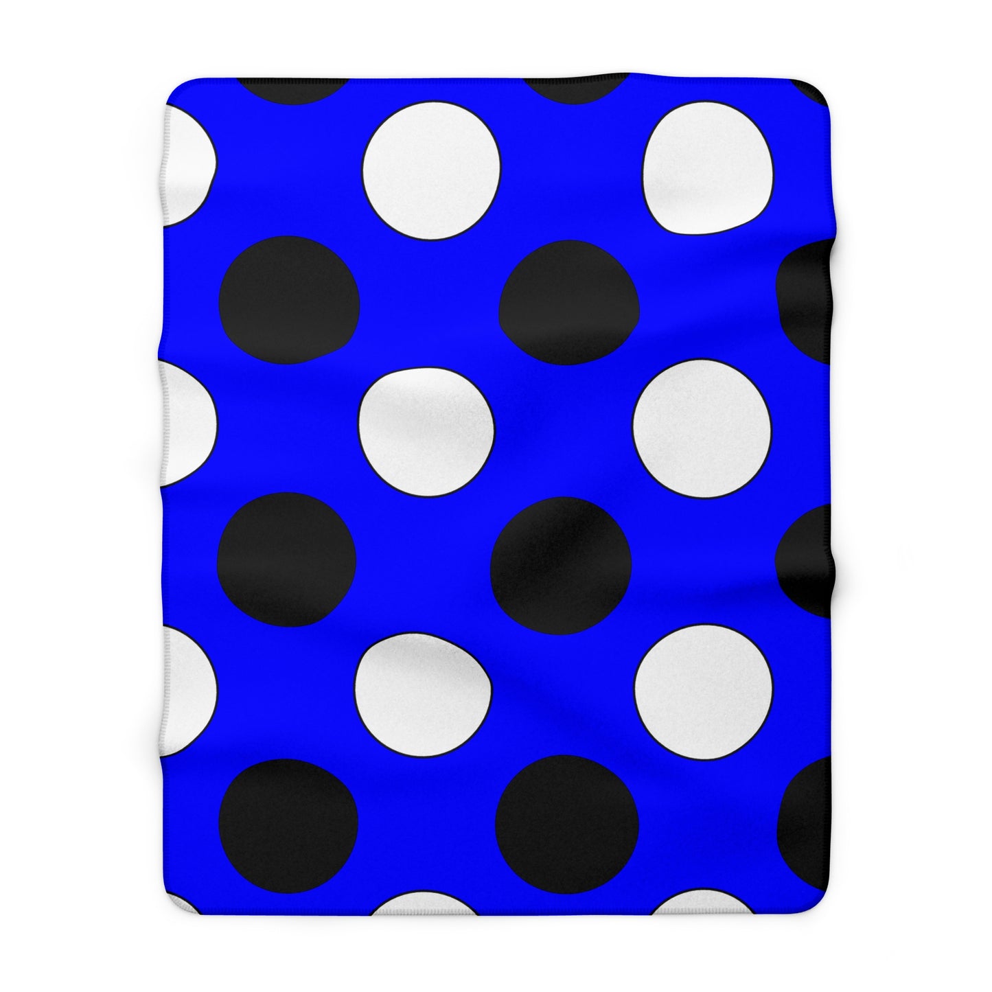 Blue, Black, White Retro Polka Dots Blanket Throw