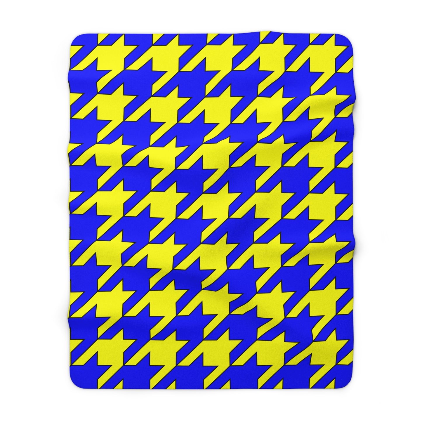 Yellow, Blue Retro Houndstooth Blanket Throw