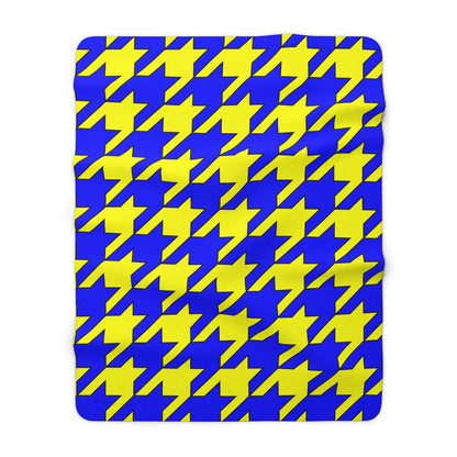 Yellow, Blue Retro Houndstooth Blanket Throw
