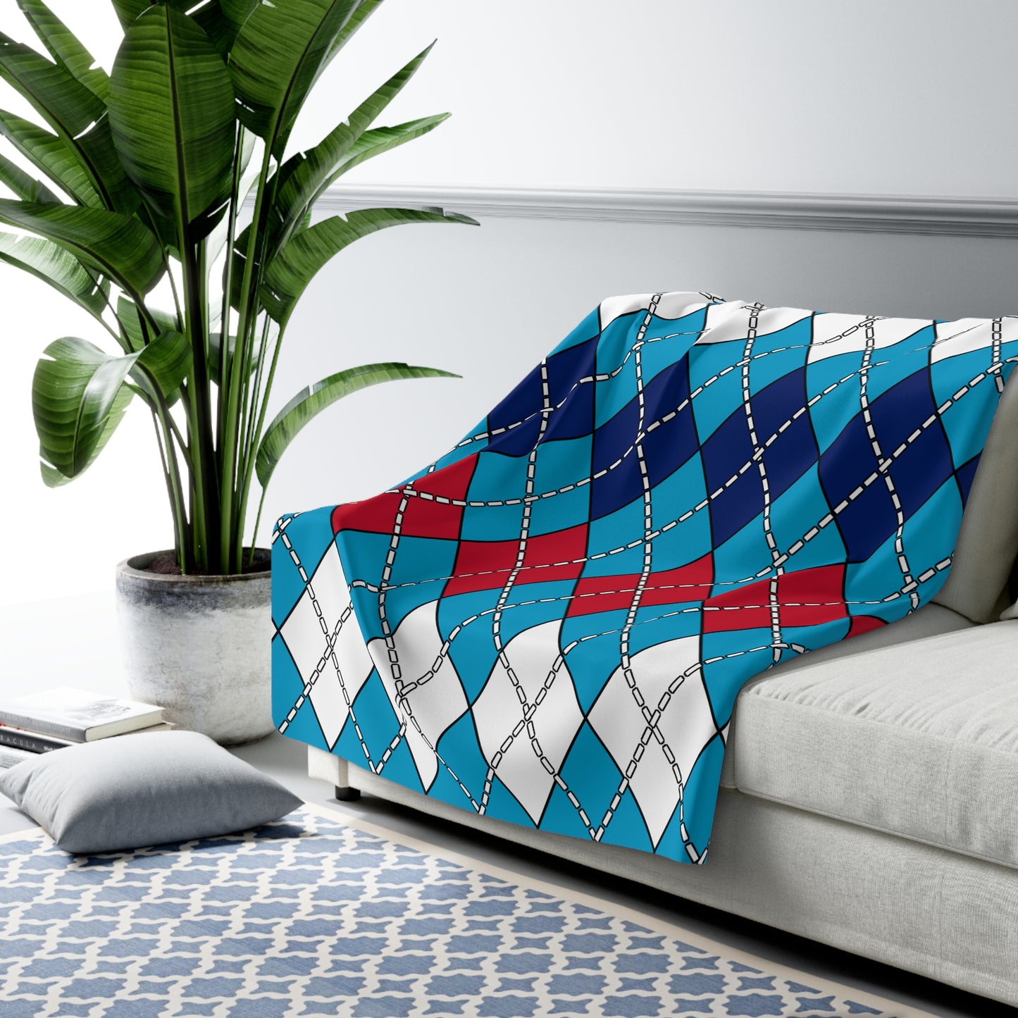 Tuvalu Retro Argyle Blanket Throw