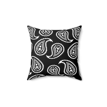 Black, White Retro Paisley Cushion Pillow