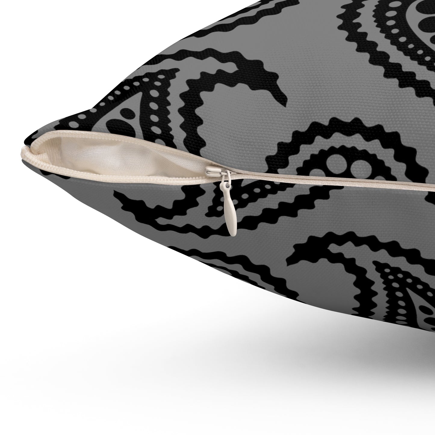 Grey, Black Retro Paisley Cushion Pillow